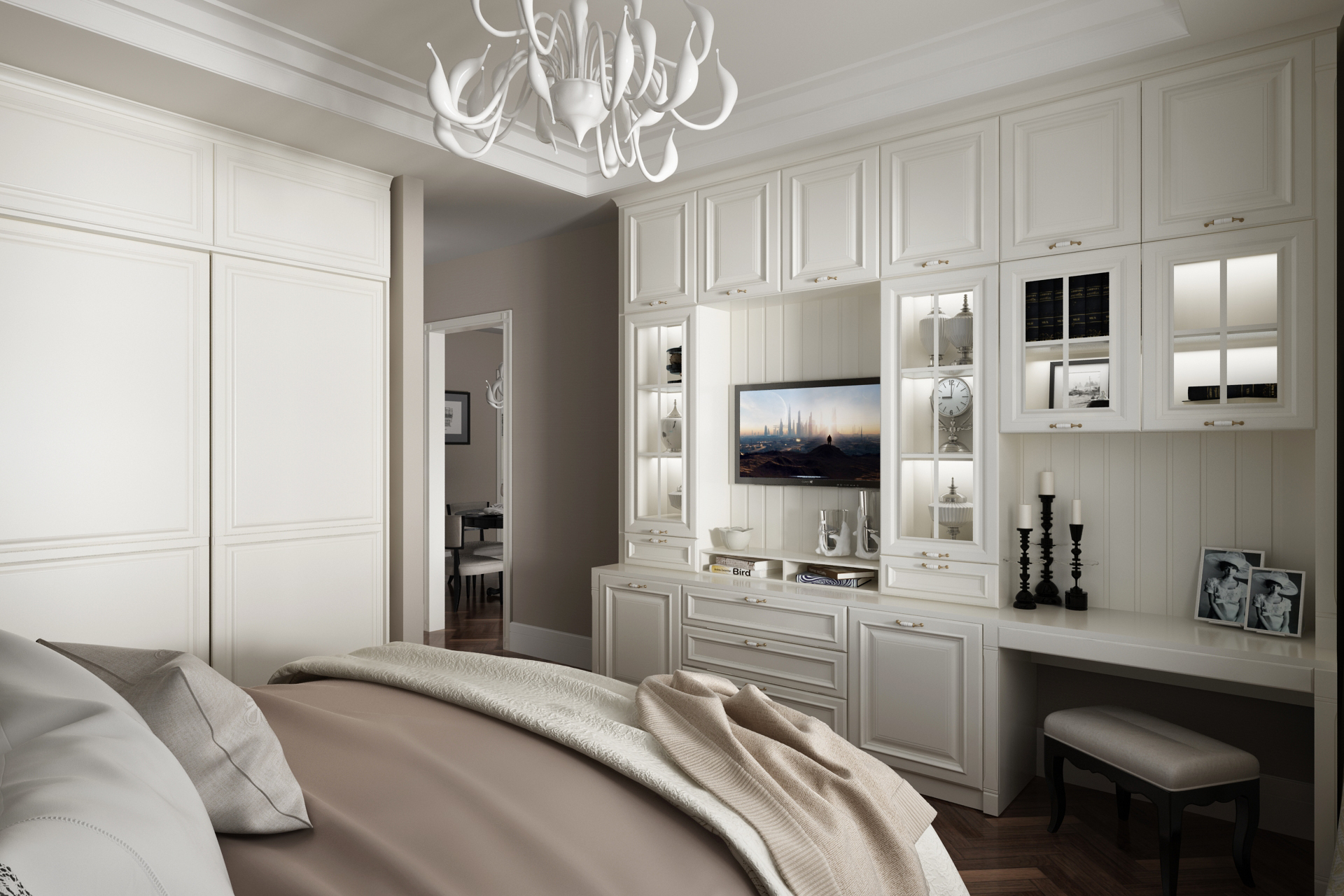 全鋁衣柜-01（風格：簡歐；顏色：暖白）