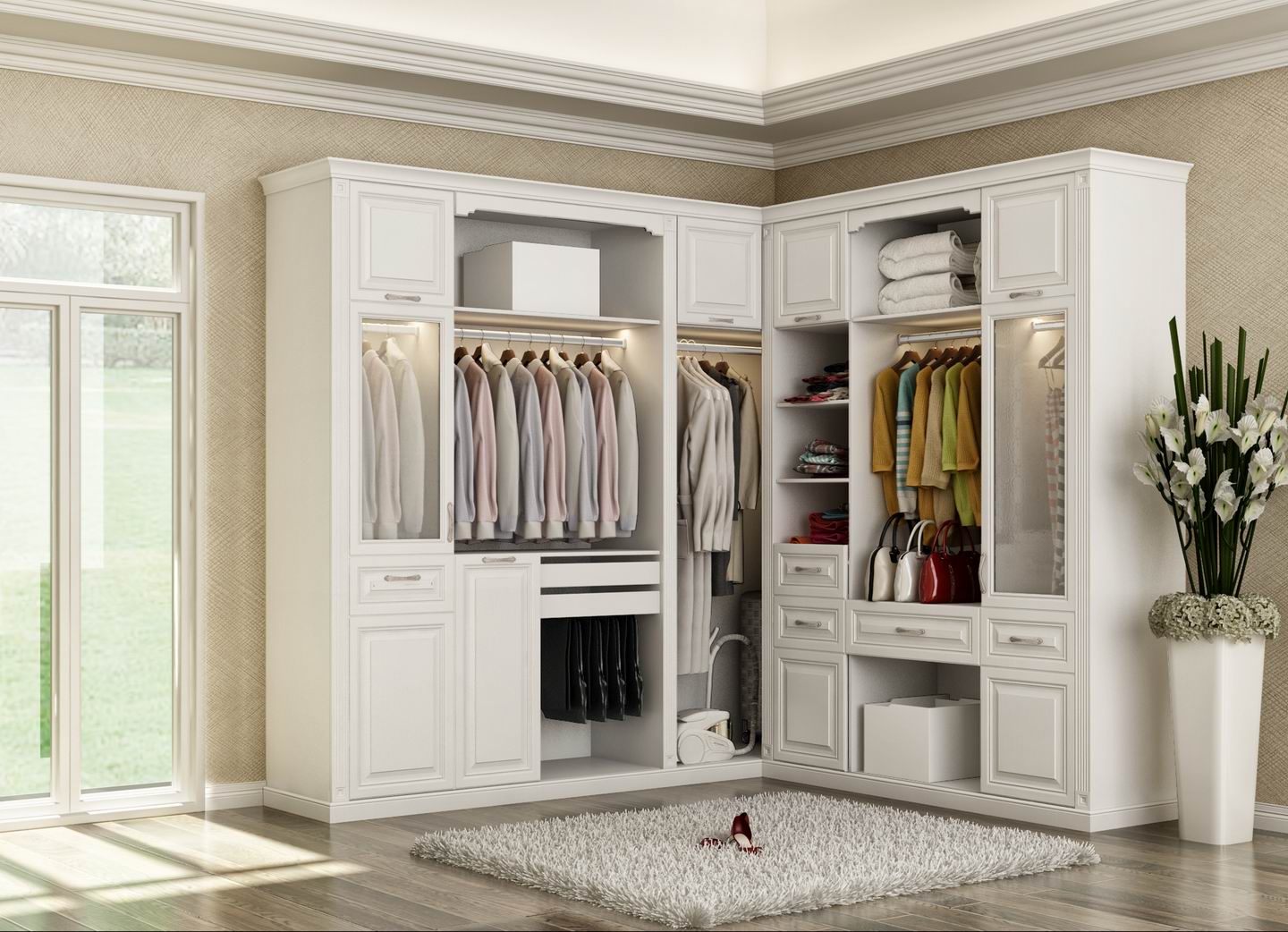 全鋁衣柜-03（風(fēng)格：簡歐；顏色：暖白）