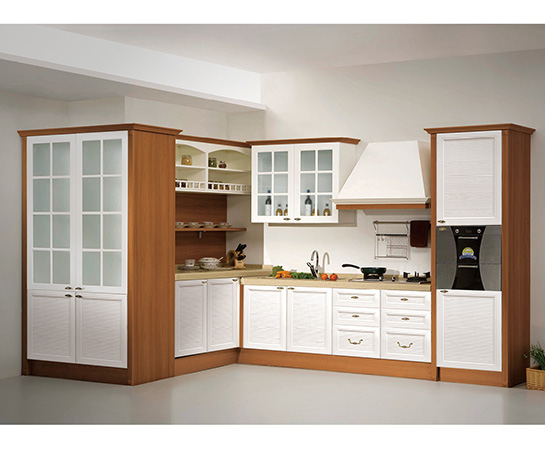 全鋁櫥柜-02（風格：簡歐；顏色：白橡黃花梨）