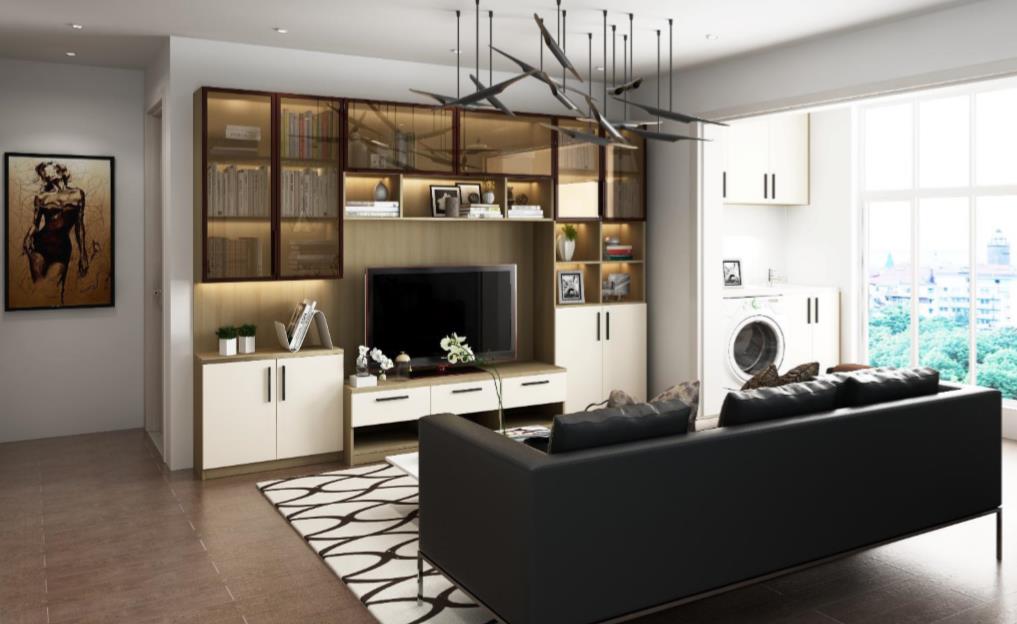 全鋁電視柜-03（風格：現代；顏色：橡木暖白）